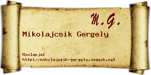 Mikolajcsik Gergely névjegykártya